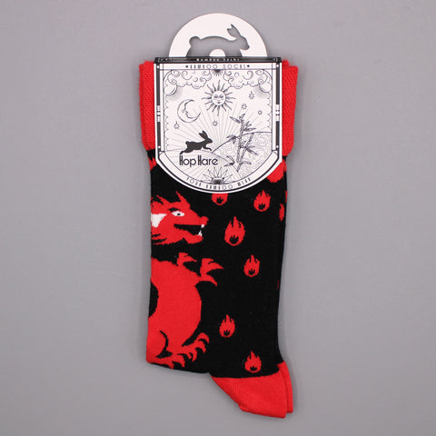 Hop Hare Bamboo Socks - Red Dragons