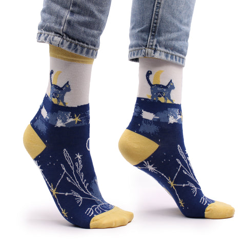 Hop Hare Bamboo Socks - Midnight Cat