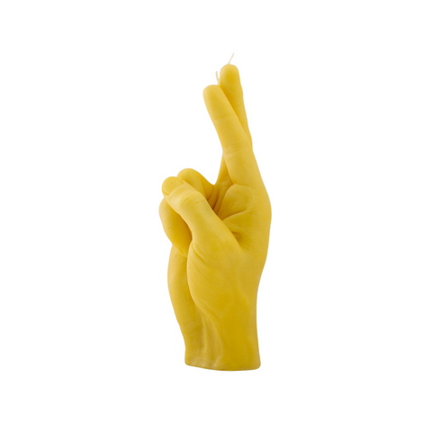 Crossed Fingers Candle Yellow