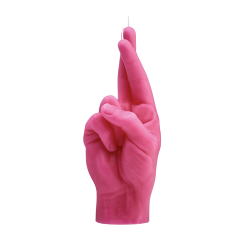 Crossed Fingers Candle Pink