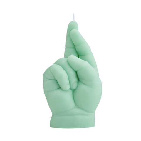 Baby CROSSED FINGERS CandleHand Green