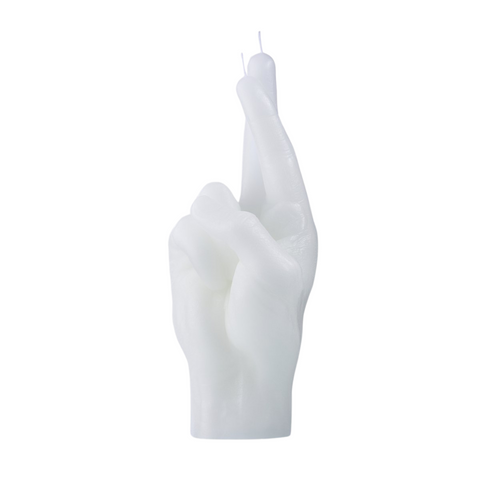 Crossed Fingers Candle White
