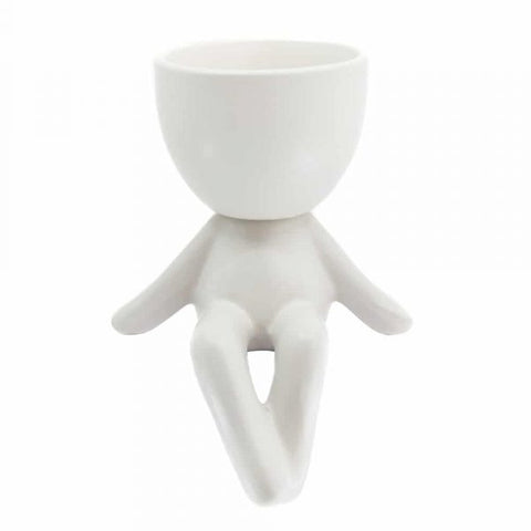 Flowerpot Guy Sitting White