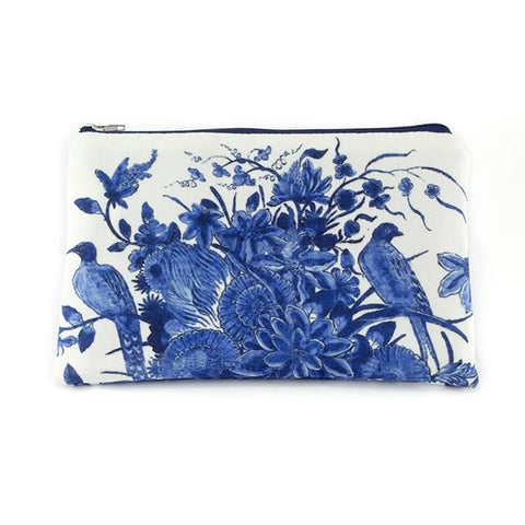 Pencil case / make-up bag, Delft blue birds, Rijksmuseum