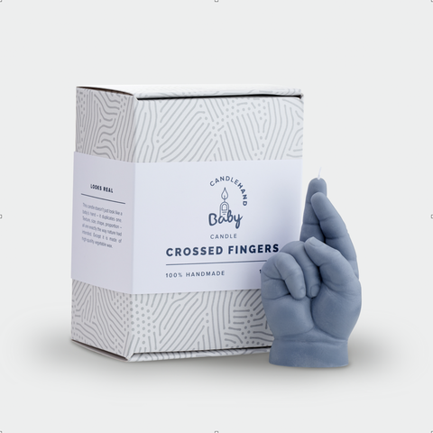 Baby CROSSED FINGERS CandleHand Grey