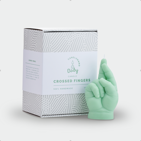 Baby CROSSED FINGERS CandleHand Green