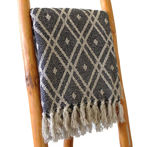 Boho Comfort Throws -125x150cm - Black & Beige Regency