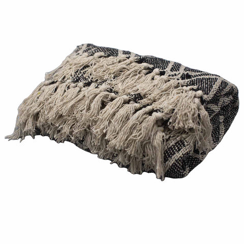 Boho Comfort Throws -125x150cm - Black & Beige Regency