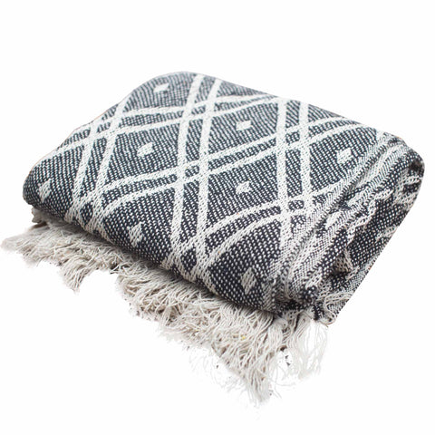 Boho Comfort Throws -125x150cm - Black & Beige Regency