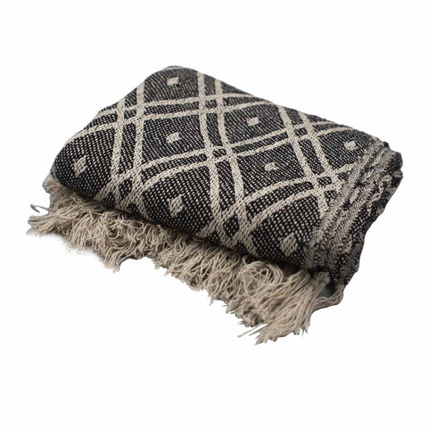 Boho Comfort Throws -125x150cm - Black & Beige Regency