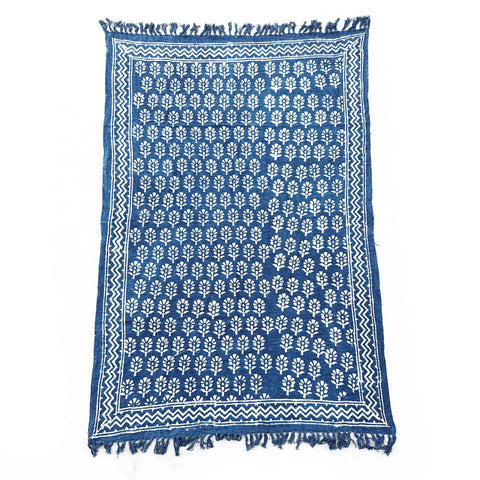 Handmade Indigo Throw - 170x120cm - Chhota Flower