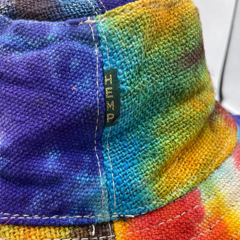 Patched and Wired Hemp & Cotton Boho Festival Hat - Tie-Dye