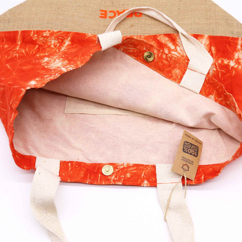 All Natural Bag - Orange Stonewash - Namaste Hand - Peace