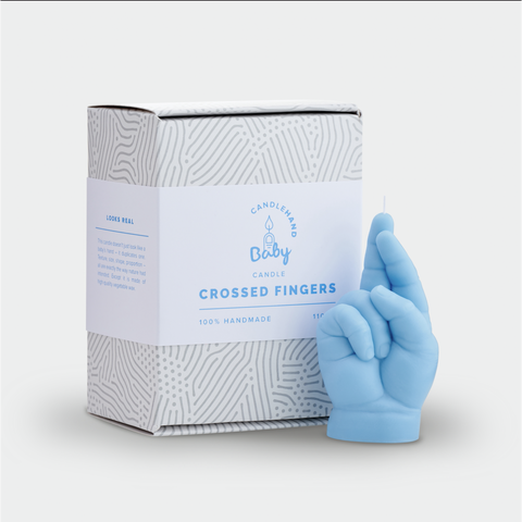 Baby CROSSED FINGERS CandleHand Blue