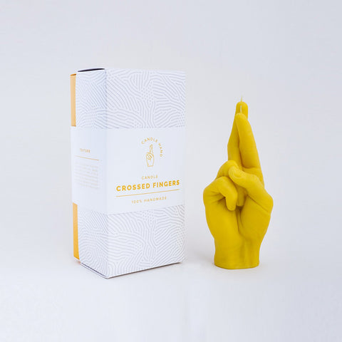 Crossed Fingers Candle Yellow