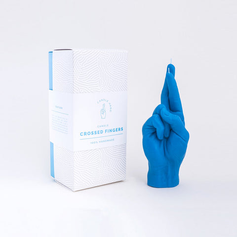 Crossed Fingers Candle Blue