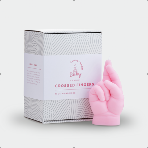 Baby CROSSED FINGERS CandleHand Pink