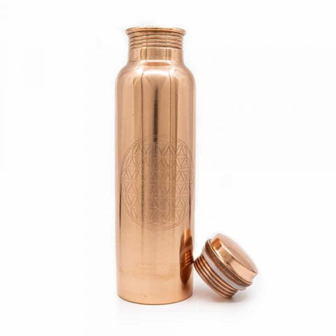 Spiru Copper Water Bottle Flower of Life Etched – 900 ml