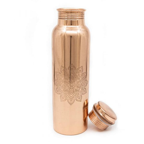 Spiru Copper Water Bottle Mandala Etched – 900 ml