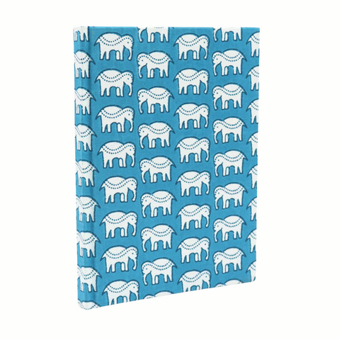 Cotton Bound Notebooks 20x15cm - 96 pages - Teal Elephants