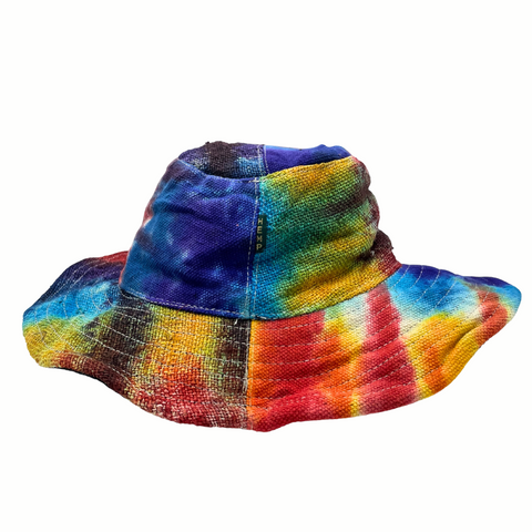 Patched and Wired Hemp & Cotton Boho Festival Hat - Tie-Dye