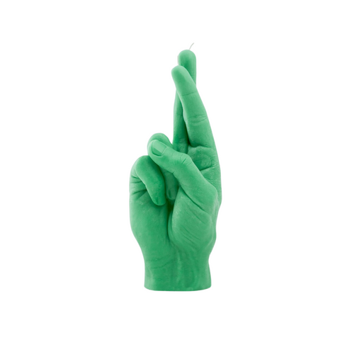 Crossed Fingers Candle Green