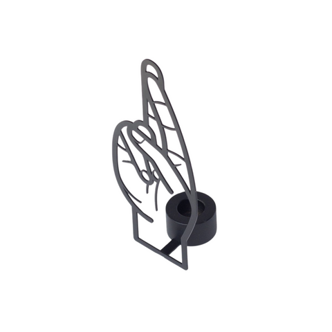 Crossed Fingers Gesture Metal Candle Holder