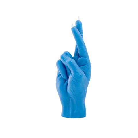 Crossed Fingers Candle Blue