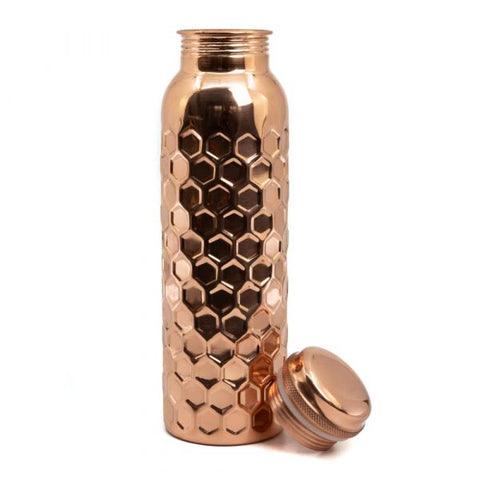 Spiru Copper Water Bottle Honey Comb – 900 ml