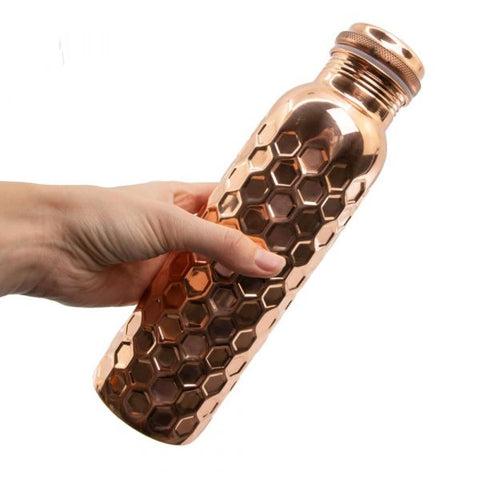 Spiru Copper Water Bottle Honey Comb – 900 ml