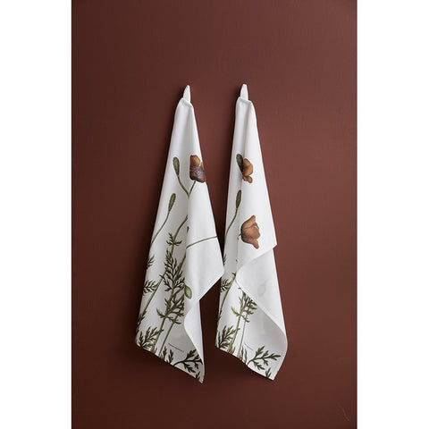 Organic tea towel - Prickly poppy