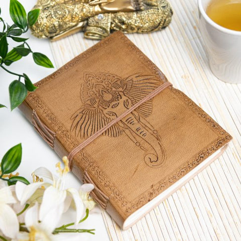 Handmade Leather Notebook Ganesha (17.5 x 13 cm)