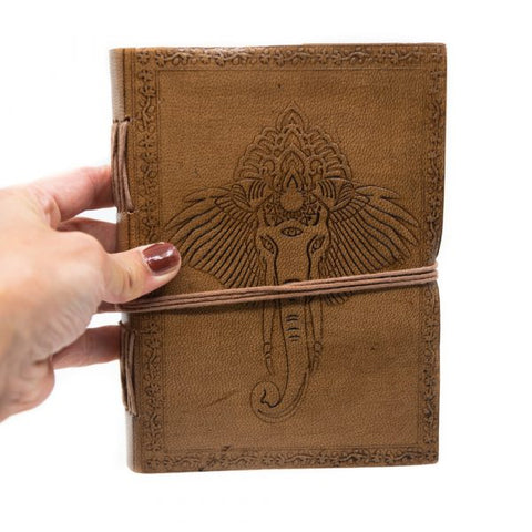 Handmade Leather Notebook Ganesha (17.5 x 13 cm)