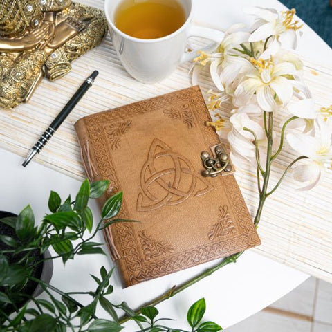 Handmade Leather Notebook with Endless Knot (17.5 x 13 cm)