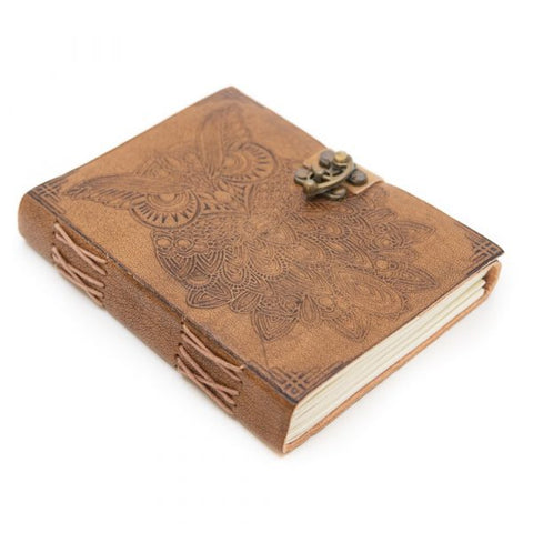 Handmade Leather Notebook with Owl (17.5 x 13 cm)