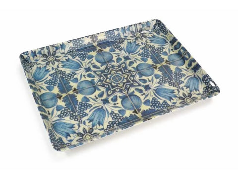 Midi serving tray (27 x 20 cm), Delft Blue tulips