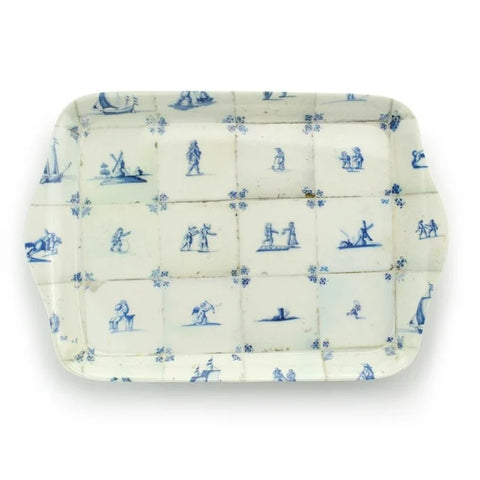 Serving Trays W, Mini Melamine, Delft Tiles, Blue & White