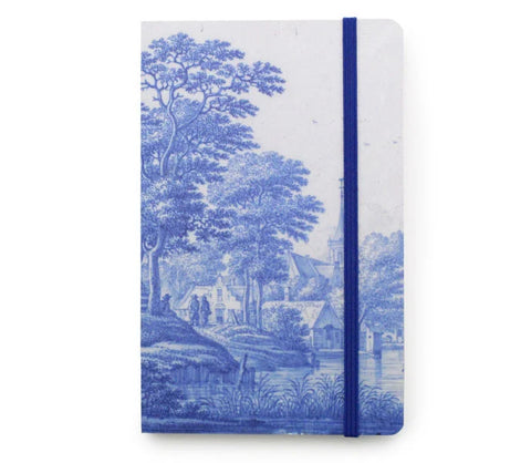 Softcover Notebook, Dutch Riverside Scene Delft Blue