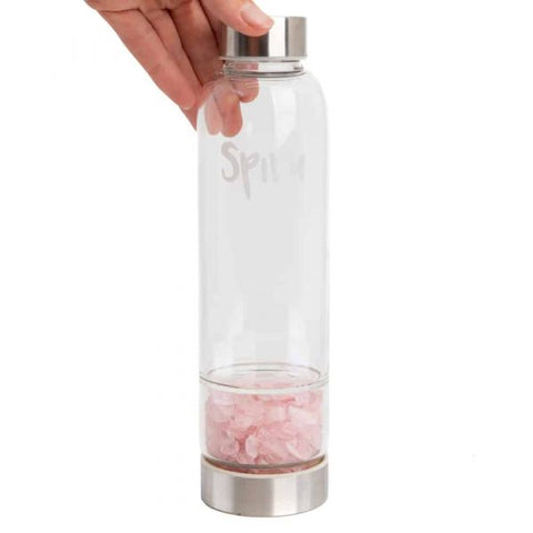 Spiru Gemstone Rose Quartz Water Bottle – 400 ml